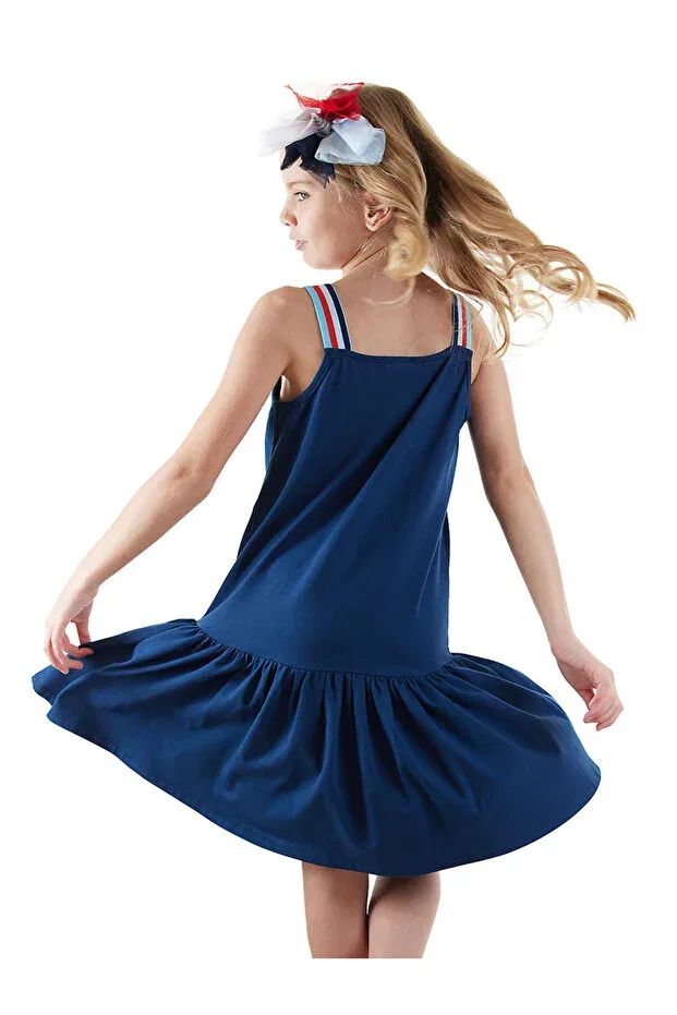 Детское платье для девочек хлопковое Sailor Unicorn Denokids, Navy Blue — фото 3
