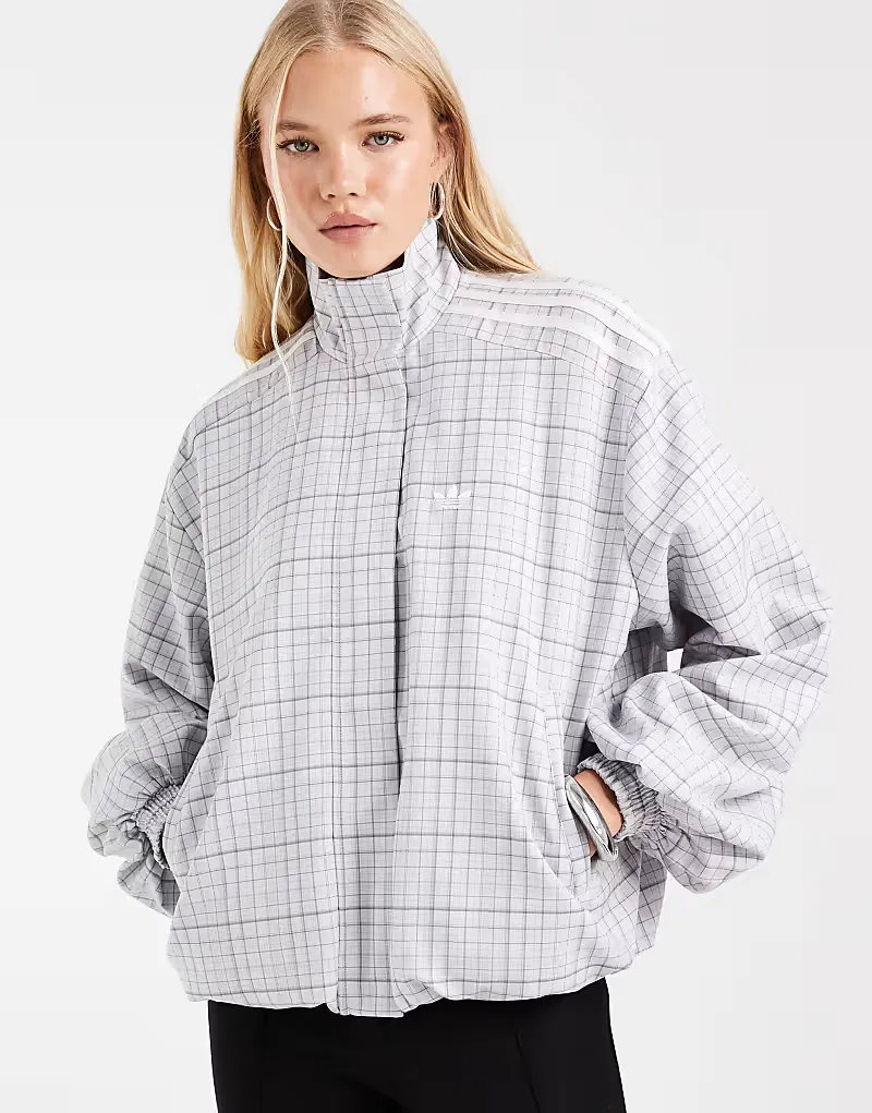 Спортивная куртка Adidas Originals в клетку, серый — фото 3