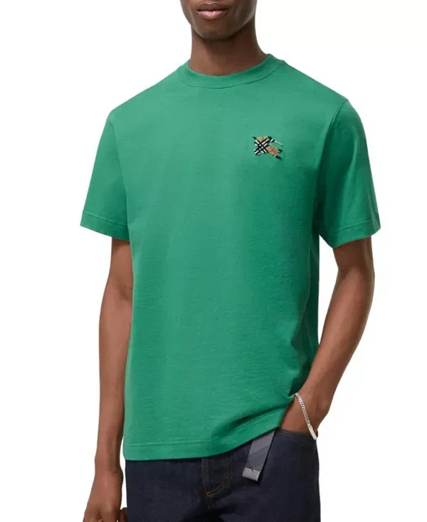 Мужская футболка с вышивкой Knight Cotton T-Shirt Burberry, Jade Green