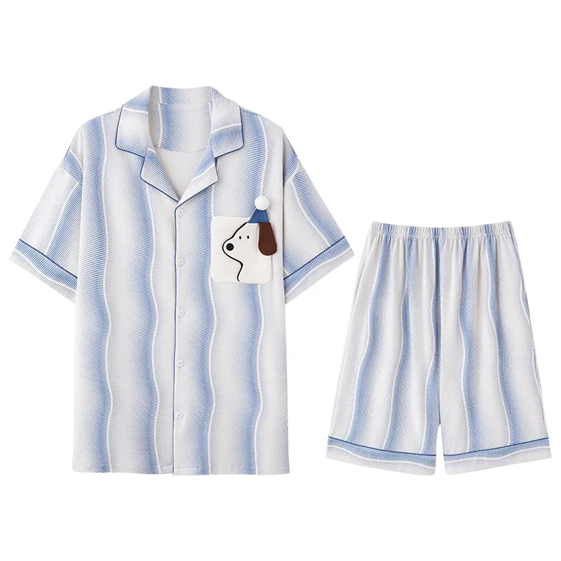Детская пижама с принтом Top Hat Dog Mist Blue Stripe MIIOW