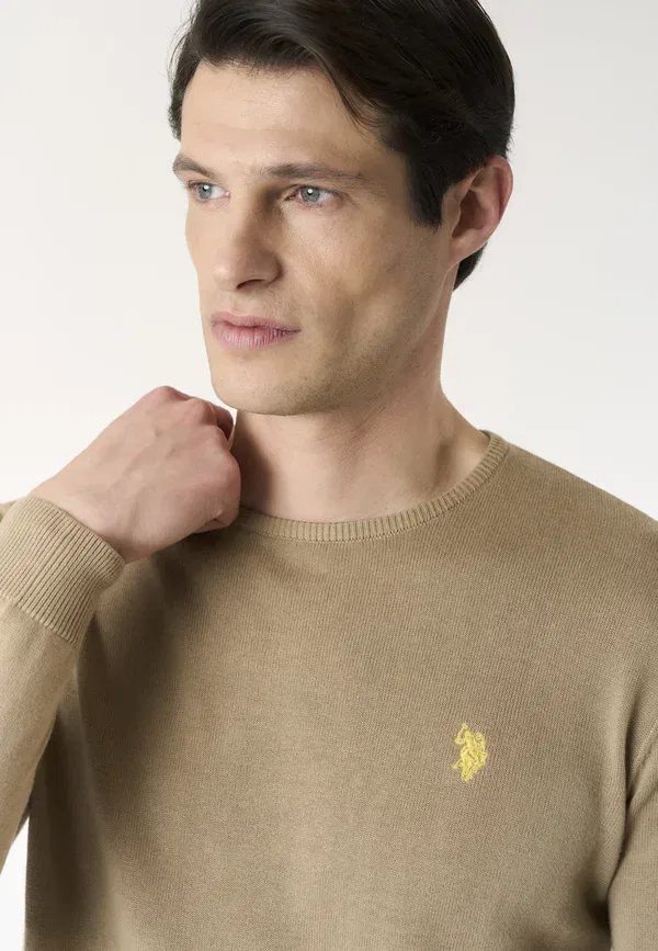 Джемпер хлопковый Jumper U.S. Polo Assn., Beige, бежевый — фото 4