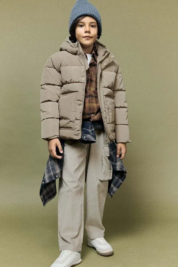 Детское пальто для девочек с капюшоном Defacto, Beige — фото 2