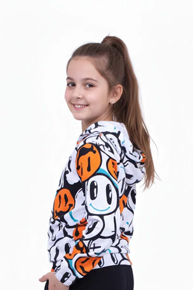 Детское худи для девочек с принтом Fyk Kids, Orange — фото 3