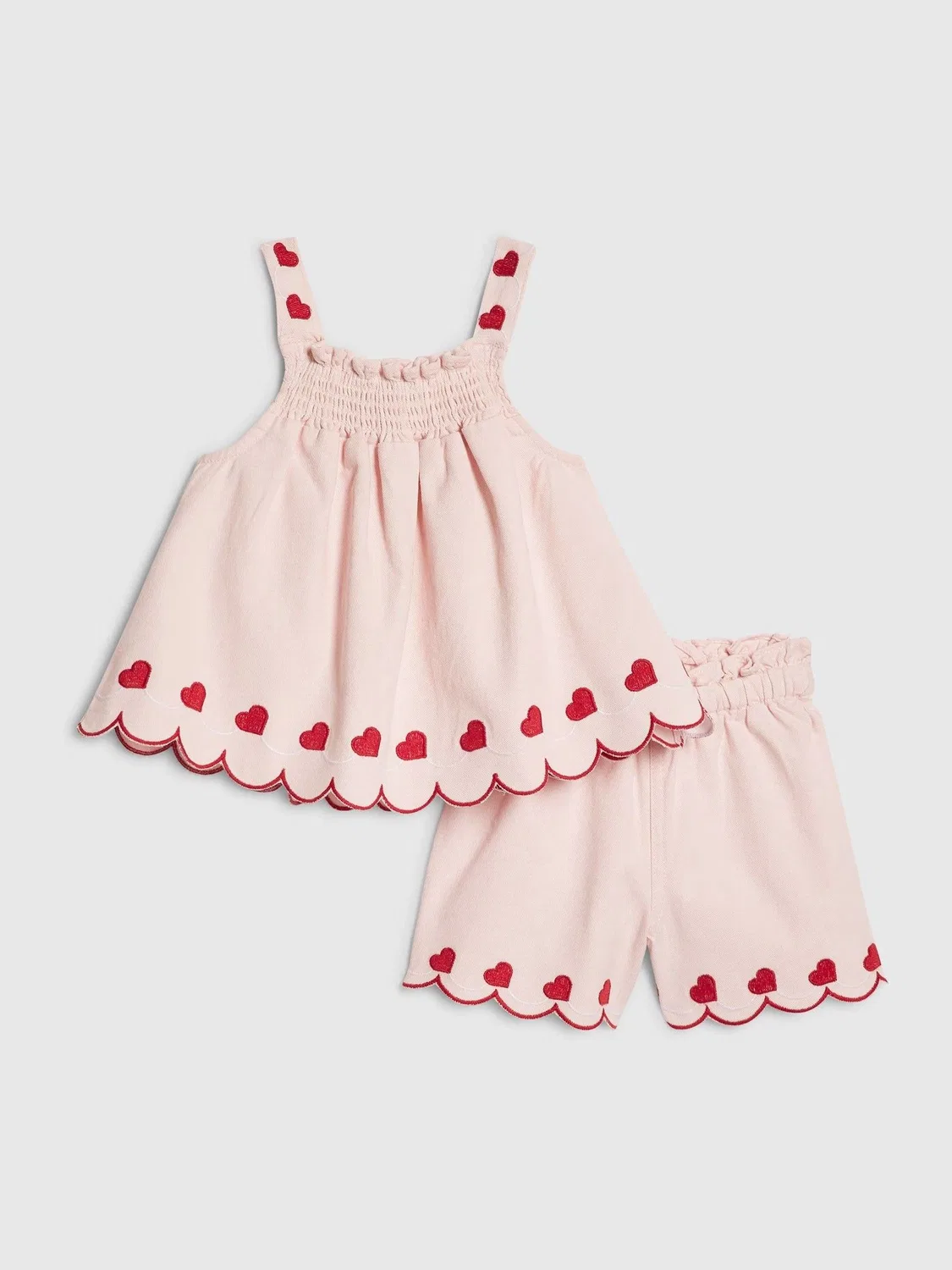 Комплект из топа и шорт джинсовый с сердечками River Island, розовый