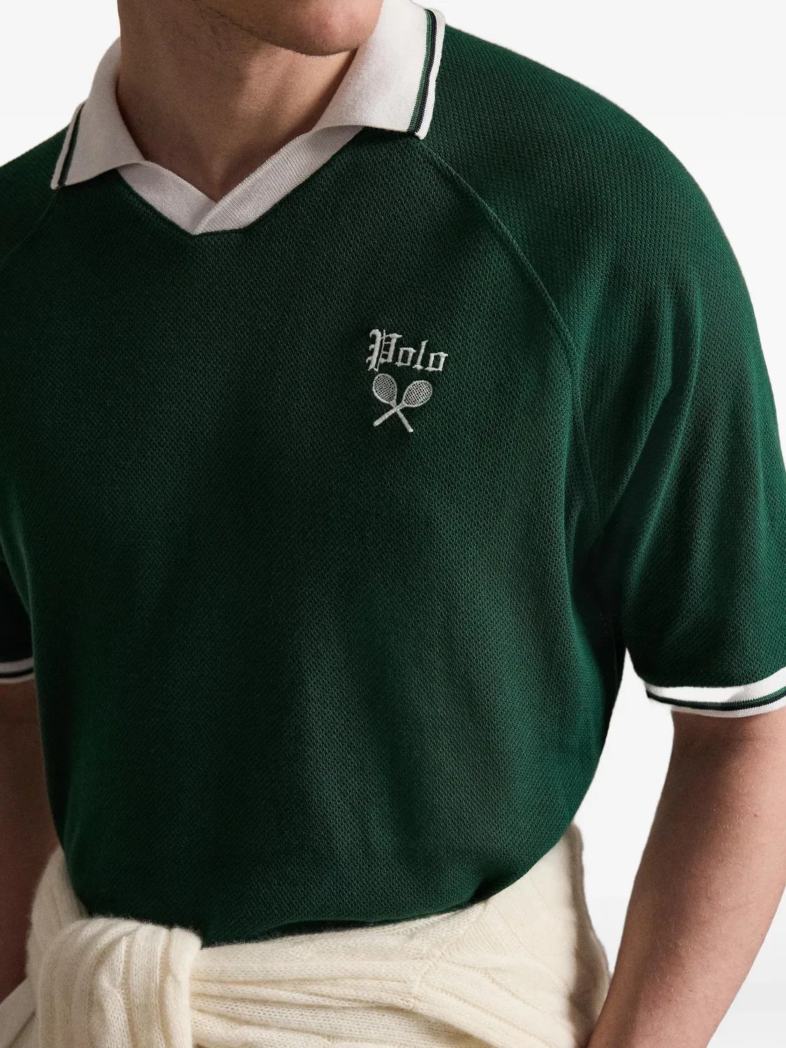 Футболка с воротником Джонни, зеленая Polo Ralph Lauren, зеленый — фото 2