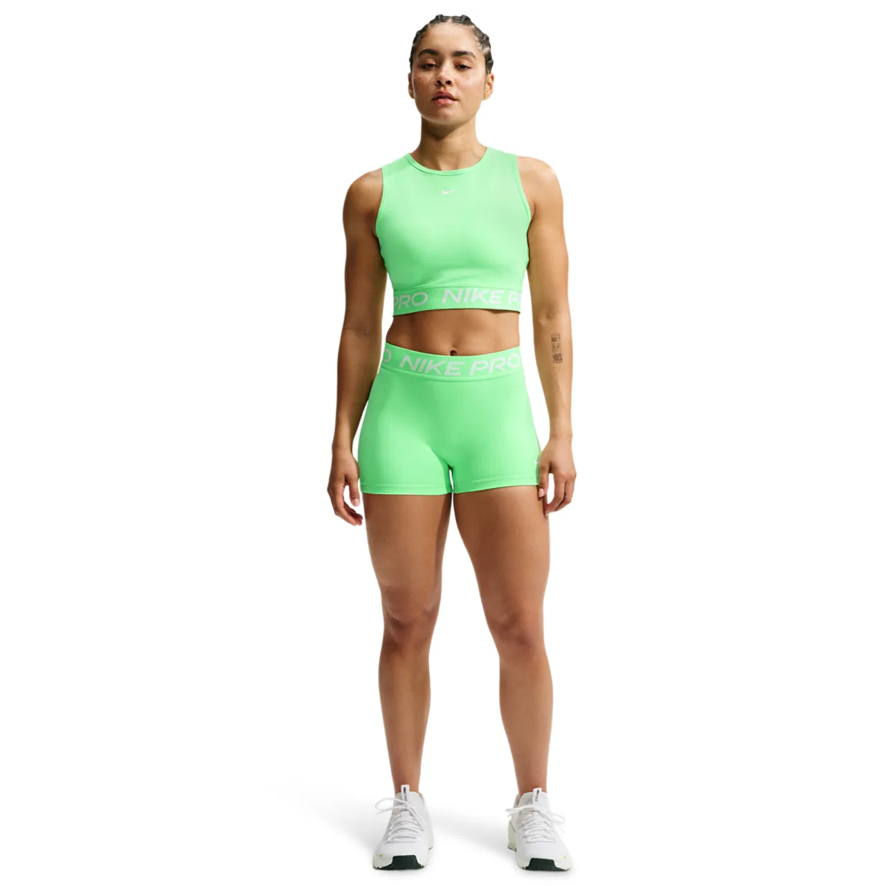 Женский топ-кроп Pro Dri-FIT 365 Nike, цвет White/Illusion Green — фото 4