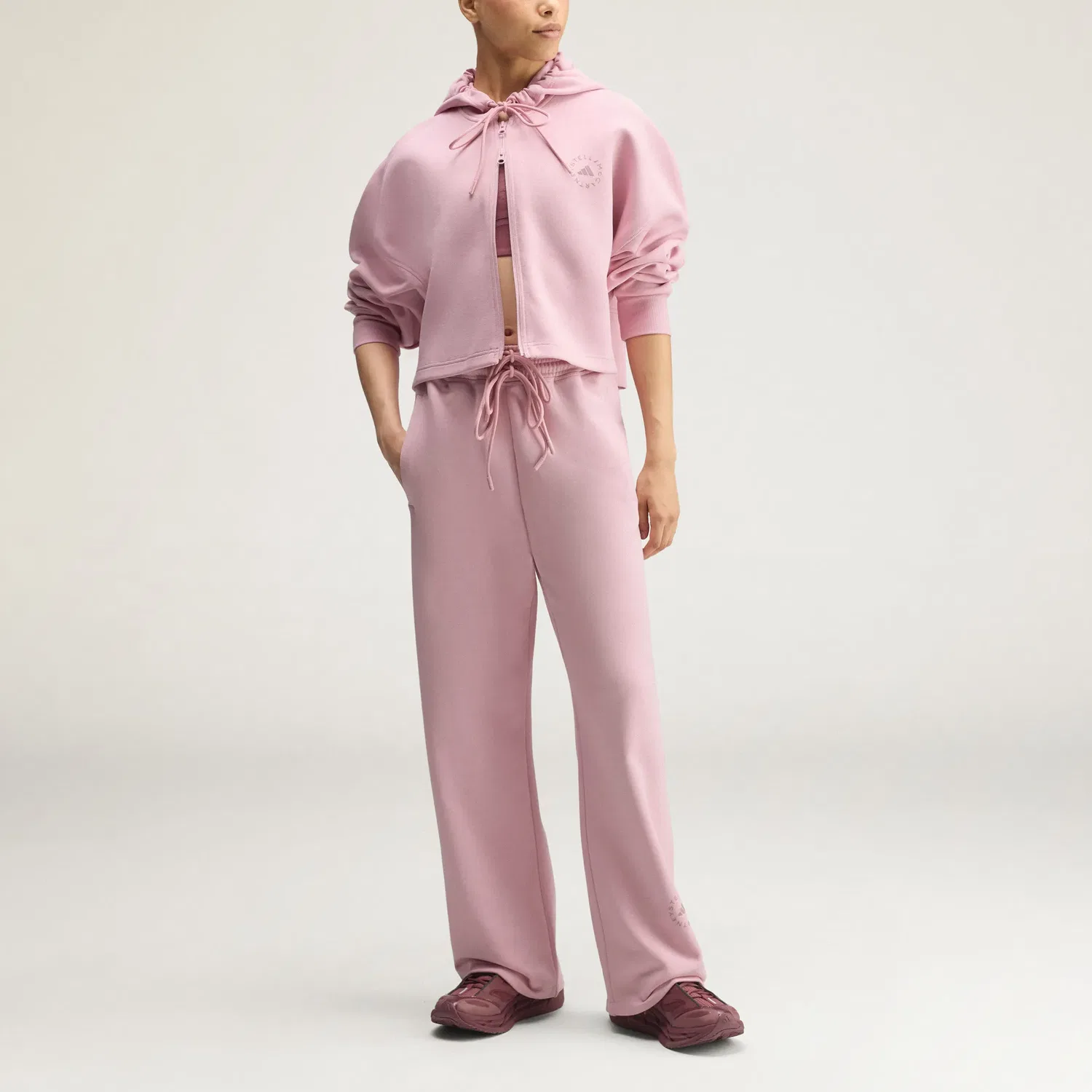 Женская куртка с капюшоном, укороченная, прямого кроя, X Stella McCartney, Adidas, Pink — фото 3