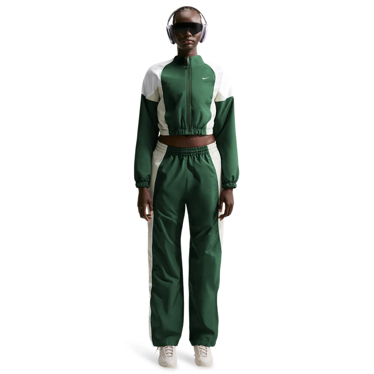 Женская куртка Shrunken Track Jacket Mod Nike, цвет Fir/Light Bone/White — фото 3