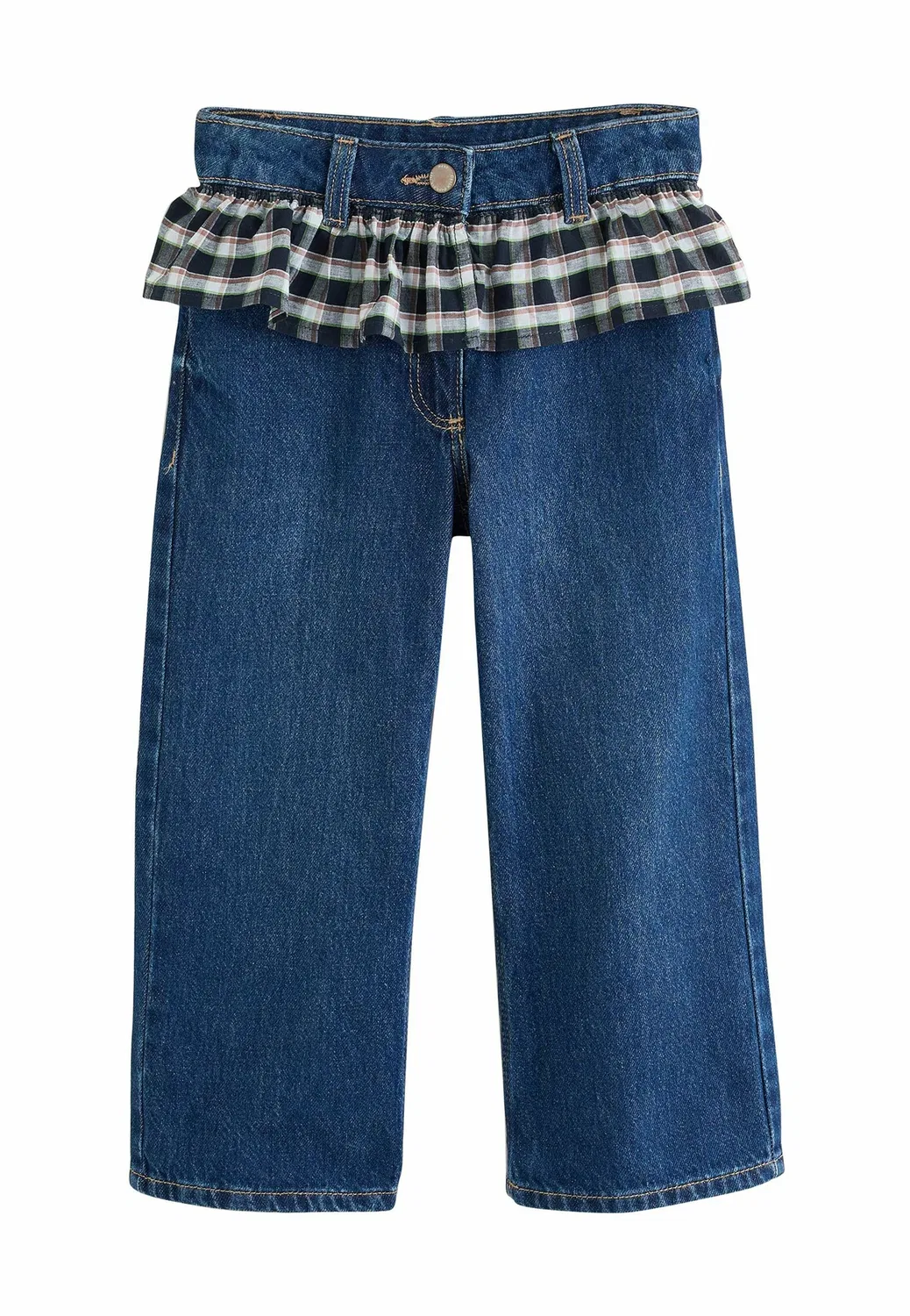 Джинсы с баской и широкими штанинами - джинсы прямого кроя Next, Blue Check Denim