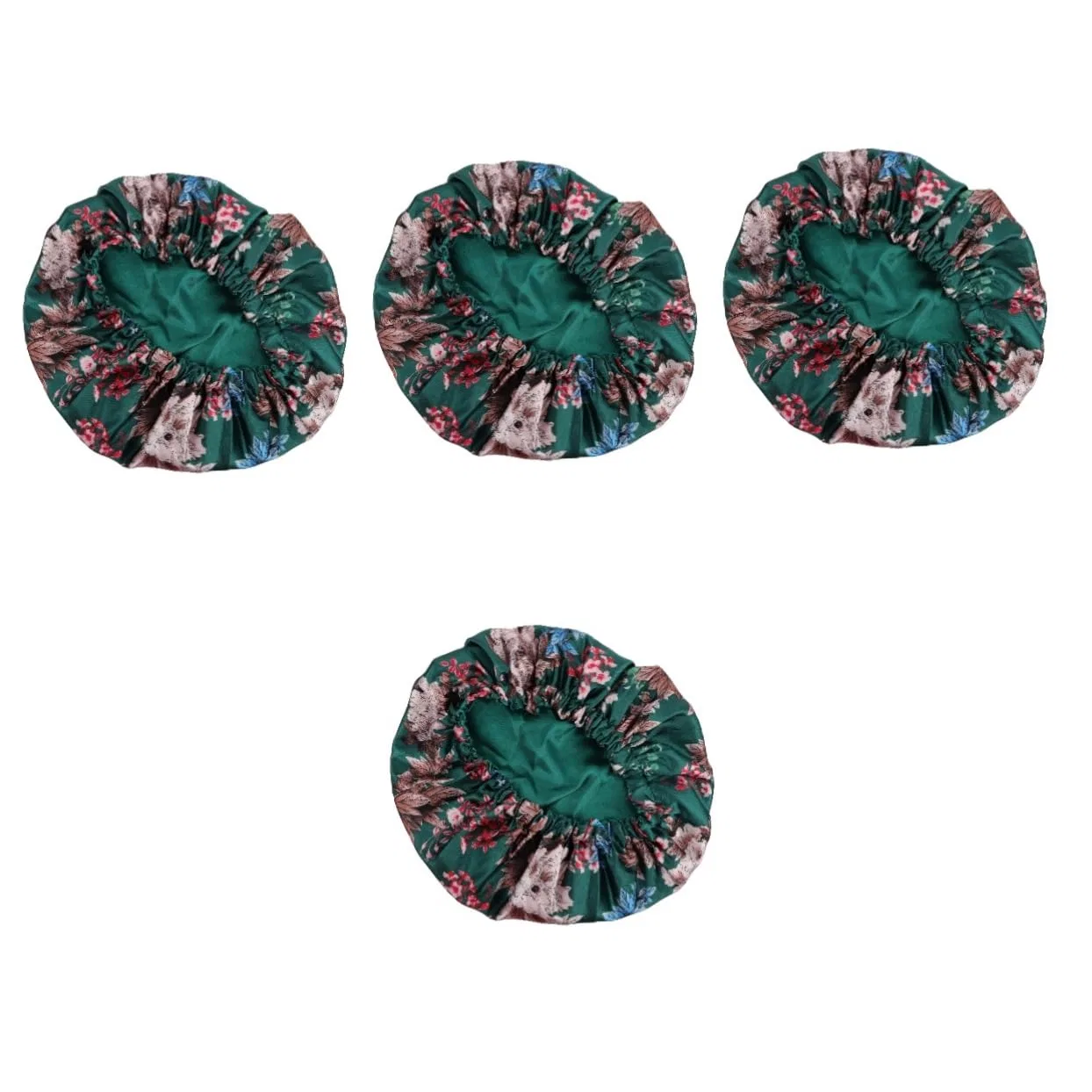 Шапочка для душа POPETPOP из сатина, набор 4 шт, 30x20.5x3 см, Green