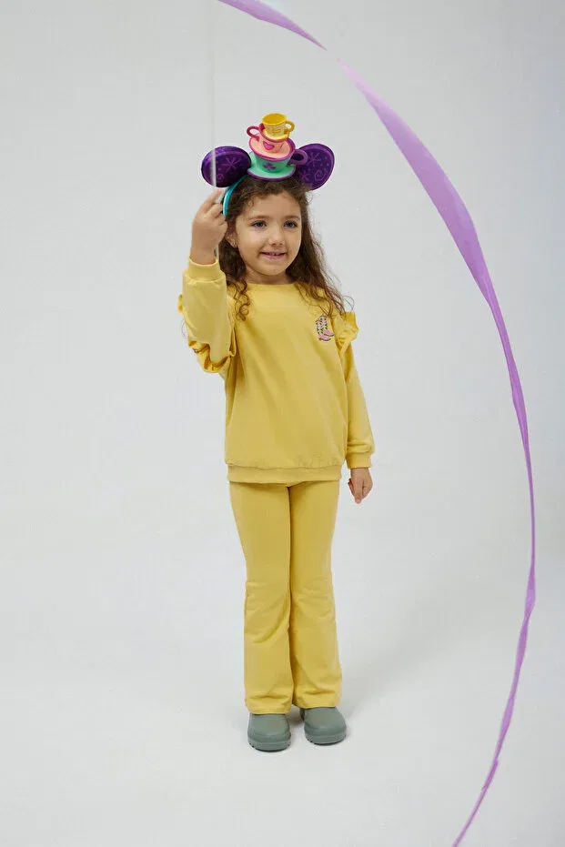 Детские свитшот с воланами для девочек Miela Kids, Light Yellow