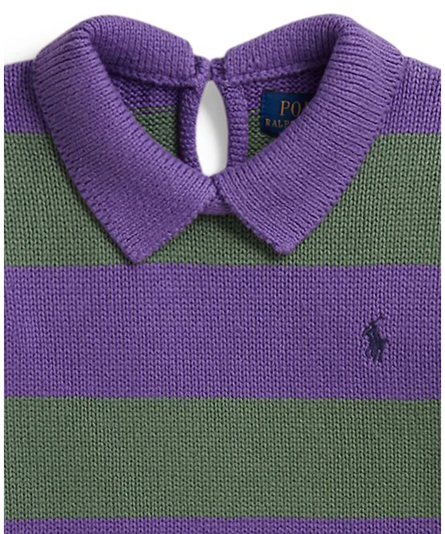 Свитер-поло с длинным рукавом в полоску Polo Ralph Lauren, Purple Lilac Multi — фото 3