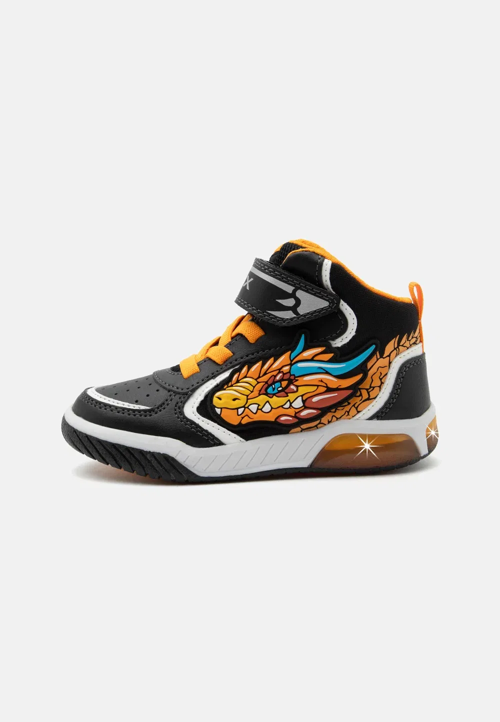 Зажгите Inek Boy - высокие кроссовки Geox, Black/Orange