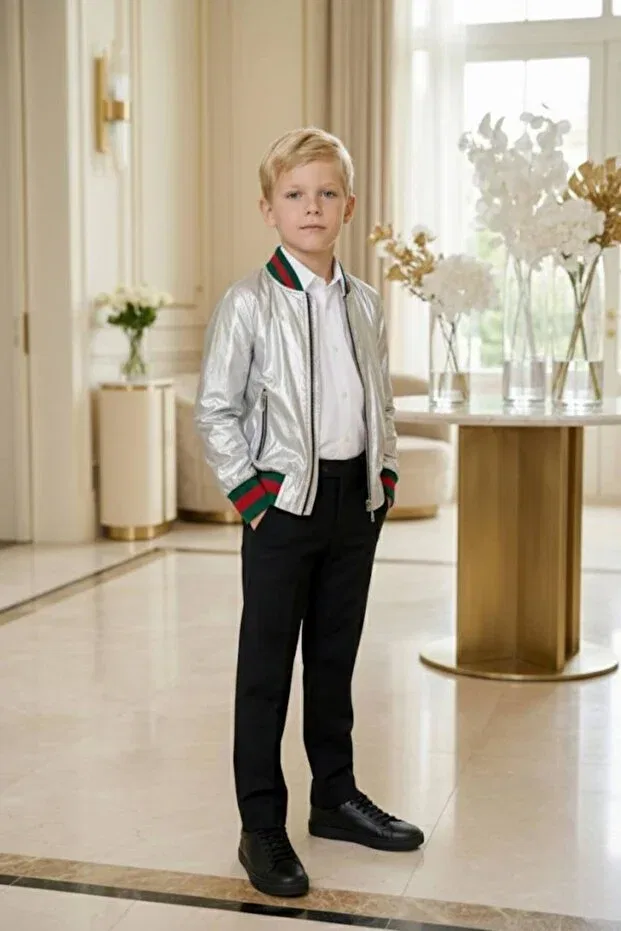 Детское пальто-бомбер с принтом Design Stylenest, Silver