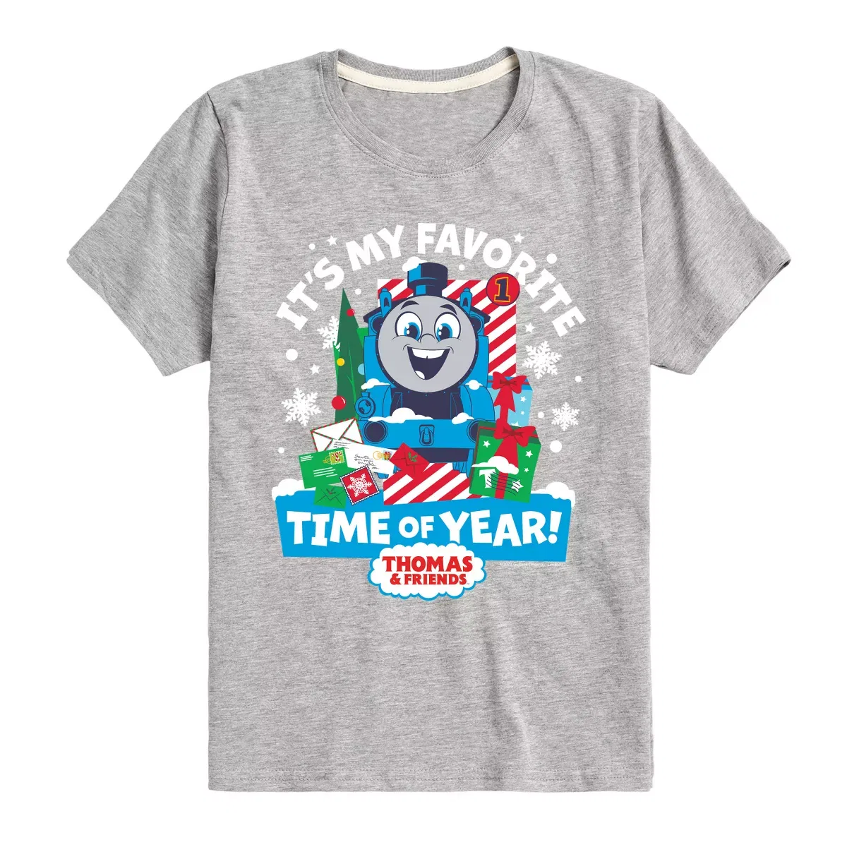 Детское графическое футболка с принтом Thomas & Friends Christmas Favorite Time of Year Thomas & Friends, Heather Charcoal