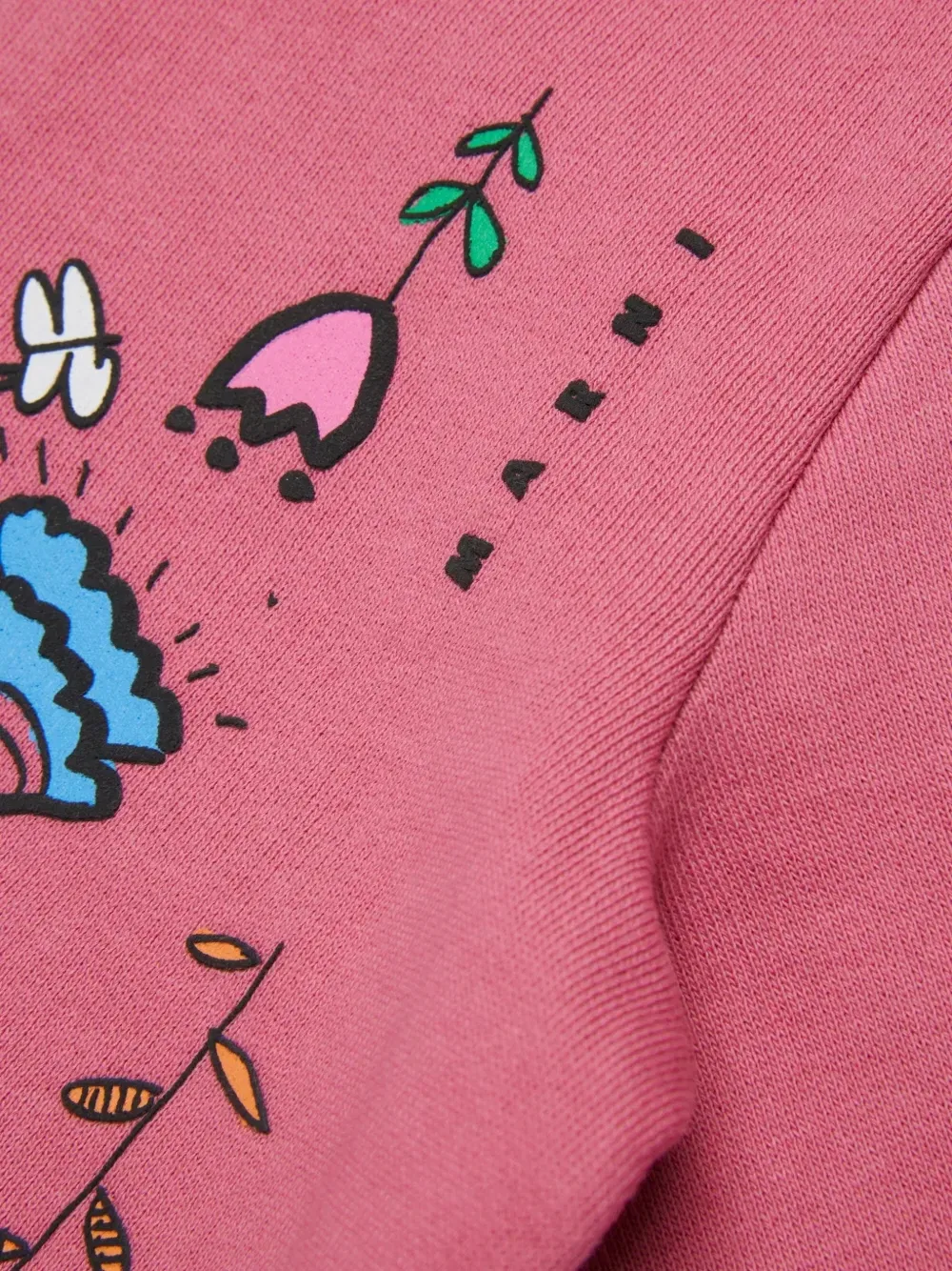 Свитер на молнии с цветочным принтом Marni Kids, розовый — фото 4
