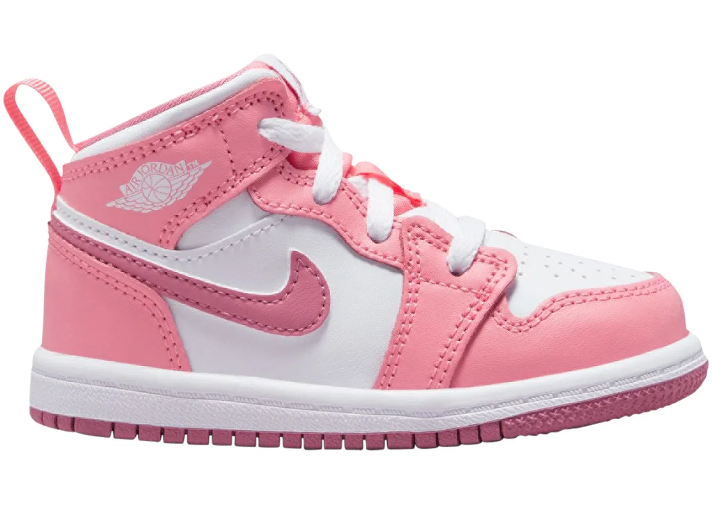 Детские кроссовки с кожаным верхом Jordan 1 Mid, Coral Chalk/Desert Berry/White