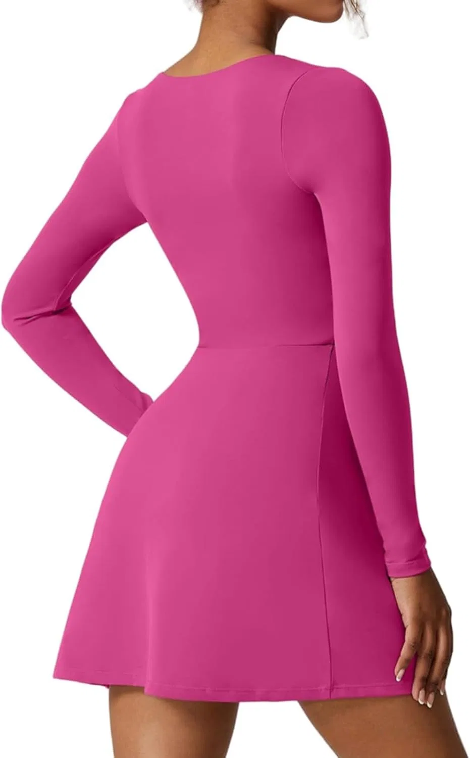 Женское мини-платье с квадратным вырезом и боковым разрезом Treddy, Hot Pink — фото 3
