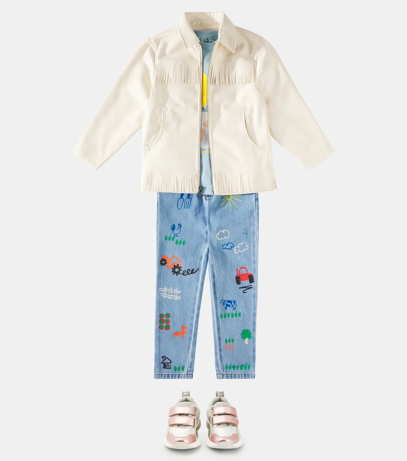 Легкая куртка с бахромой Stella Mccartney Kids, белый — фото 2