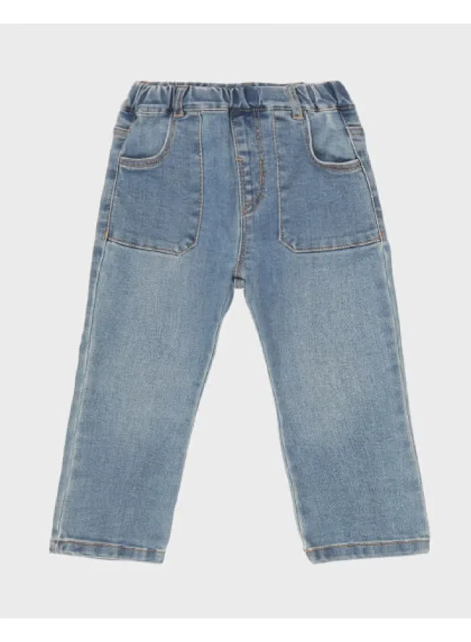 Джинсы ретро хлопковые с эластичным поясом Zara, синий
