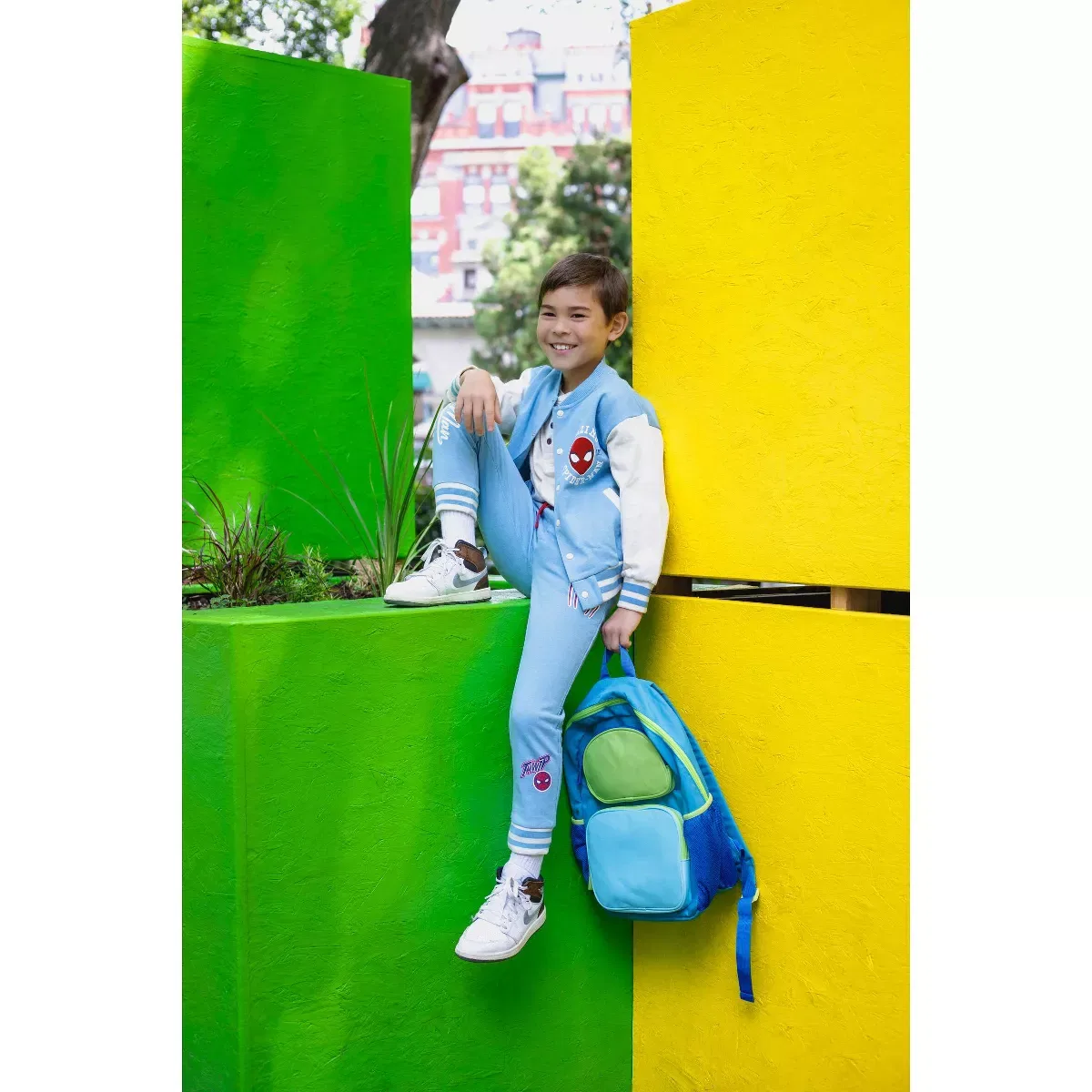 Детский комплект из куртки и штанов с принтом Marvel Fleece Varsity Bomber Jacket and Jogger Pants Outfit Set Marvel, Blue — фото 3