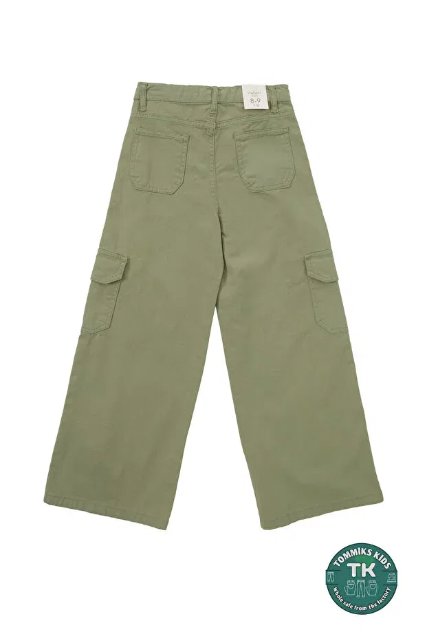 Детские штаны карго для девочек с широкой штаниной Tommiks Kids, Khaki — фото 2