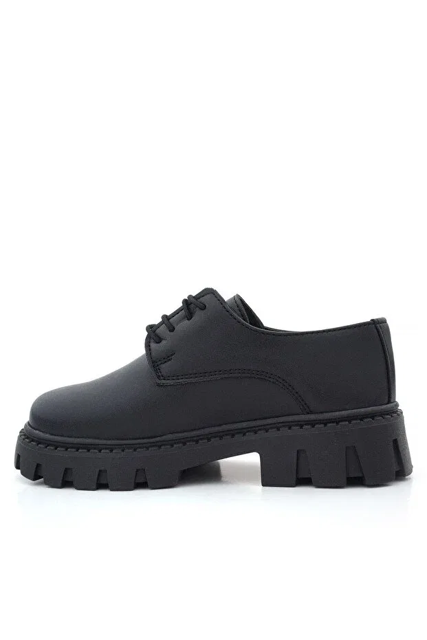 Детские оксфорды для девочек на плоской подошве Rakerplus 1030 black matte lace-up Ortopedikal, Black — фото 2