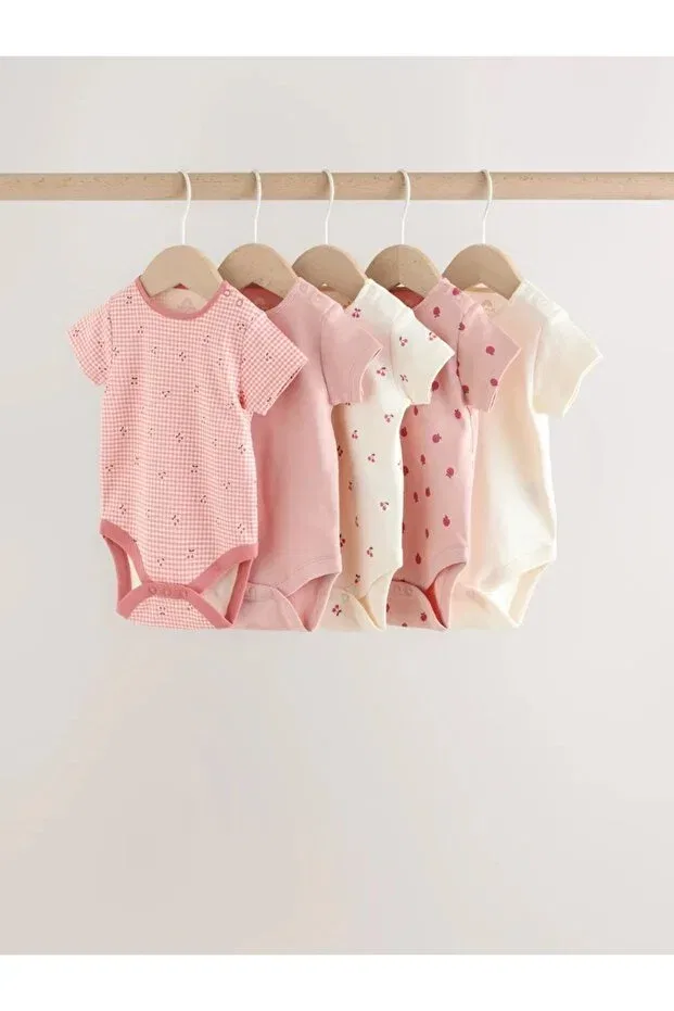 Детское боди-комбинезон для девочек с коротким рукавом с принтом 5-pack Next Baby, Pink