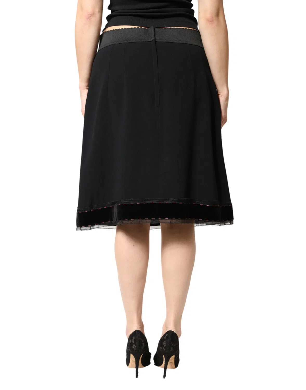 Женская юбка-трапеция с завышенной талией Mid Waist Knee Length Dolce & Gabbana, Black — фото 4