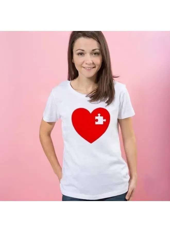 Комплект футболок с принтом сердца и пазла Matching Family Outfits, белый
