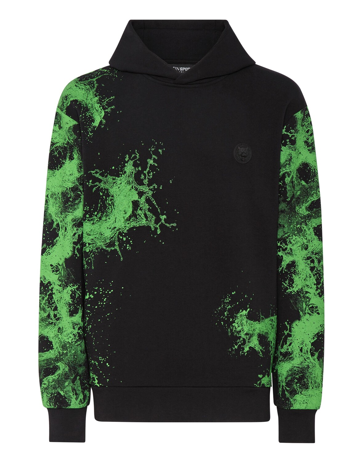

Толстовка с капюшоном Plein Sport, цвет Black+Green Fluo
