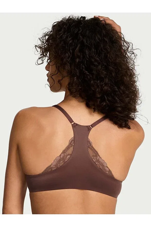 Женский бюстгальтер кружевной Perfect Shape Lace Racerback Gathering Bra Victoria'S Secret, Coconut Coffee — фото 2