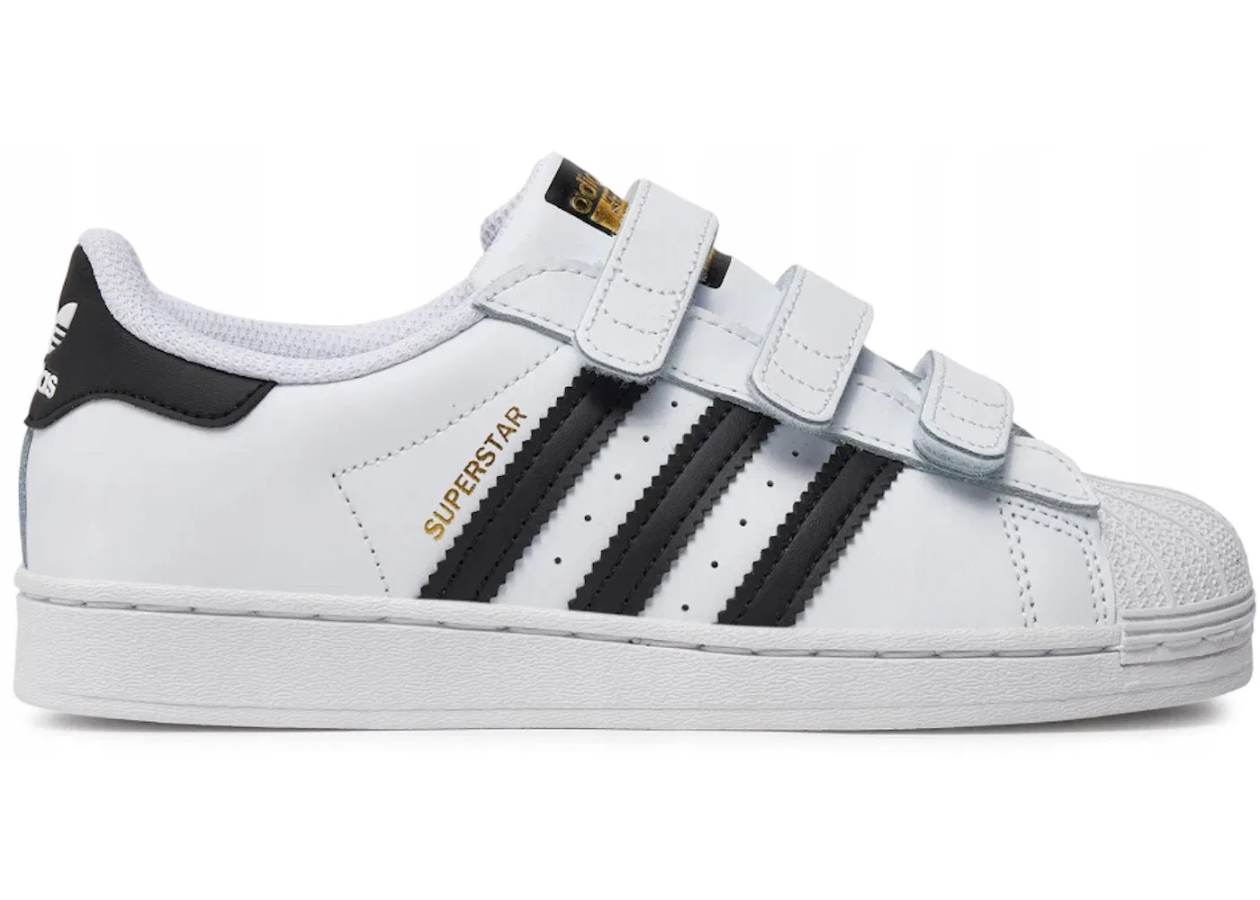 Детские кроссовки с липучкой Adidas Superstar, Cloud White/Core Black/Cloud White