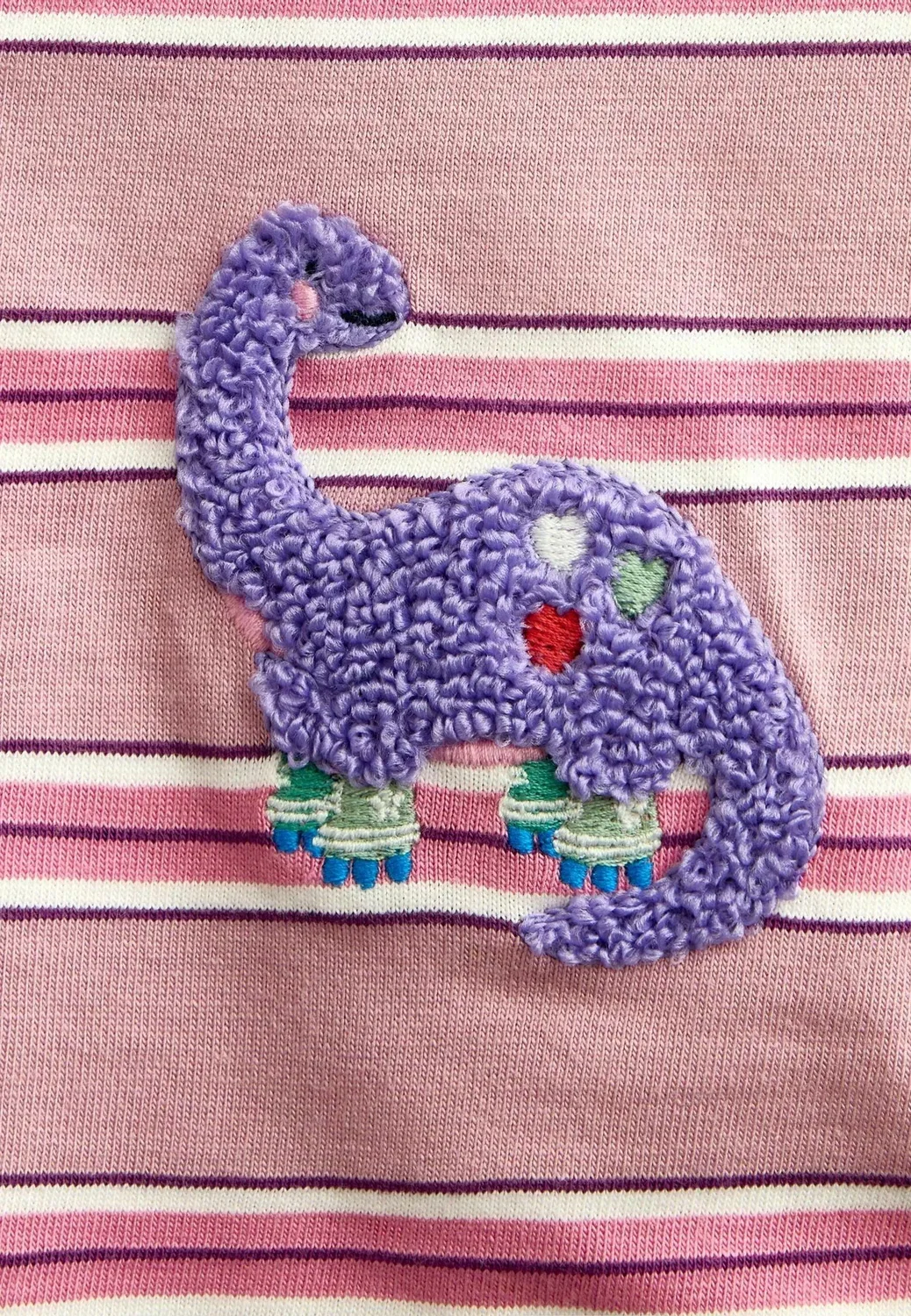Топ с аппликацией - топ с длинными рукавами Jojo Maman Bébé, Pink Stripe Dino — фото 3