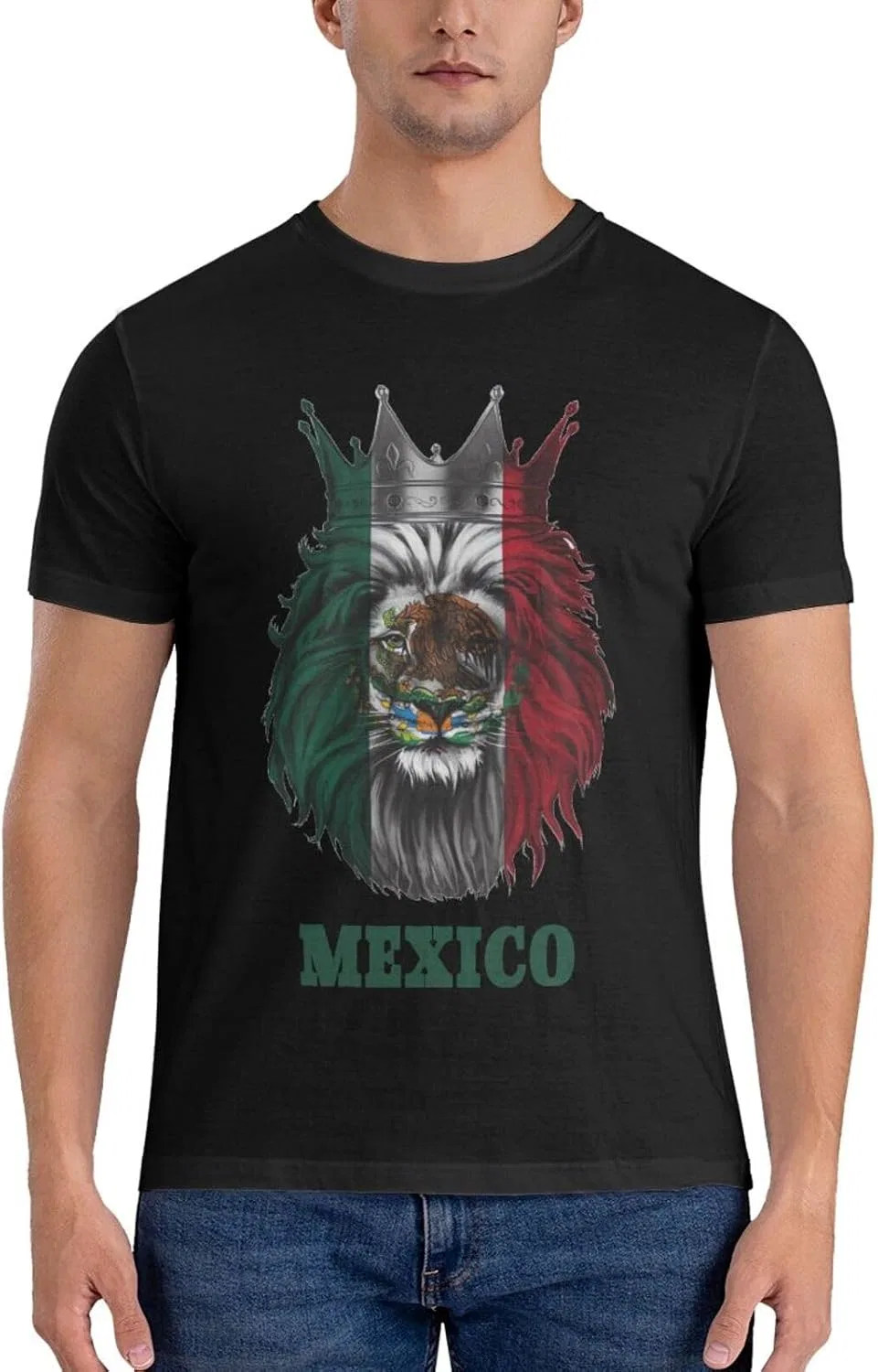 Мужская футболка с принтом Lion Mexico Mexican Flag, Lion Mexico Mexican Flag — фото 4