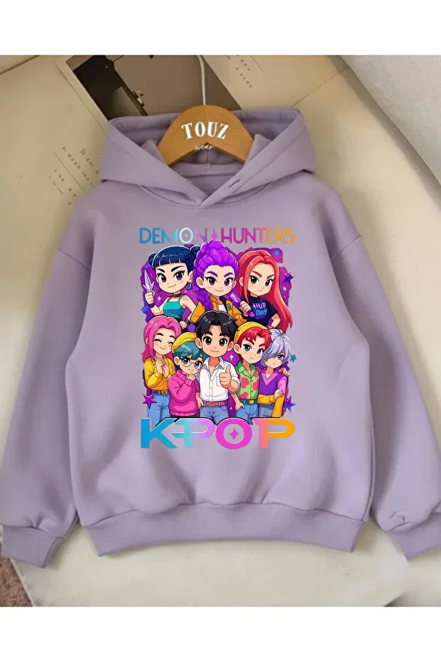 Детское для девочек худи с принтом Young Kpop Demon Hunters Touz Moda, Purple