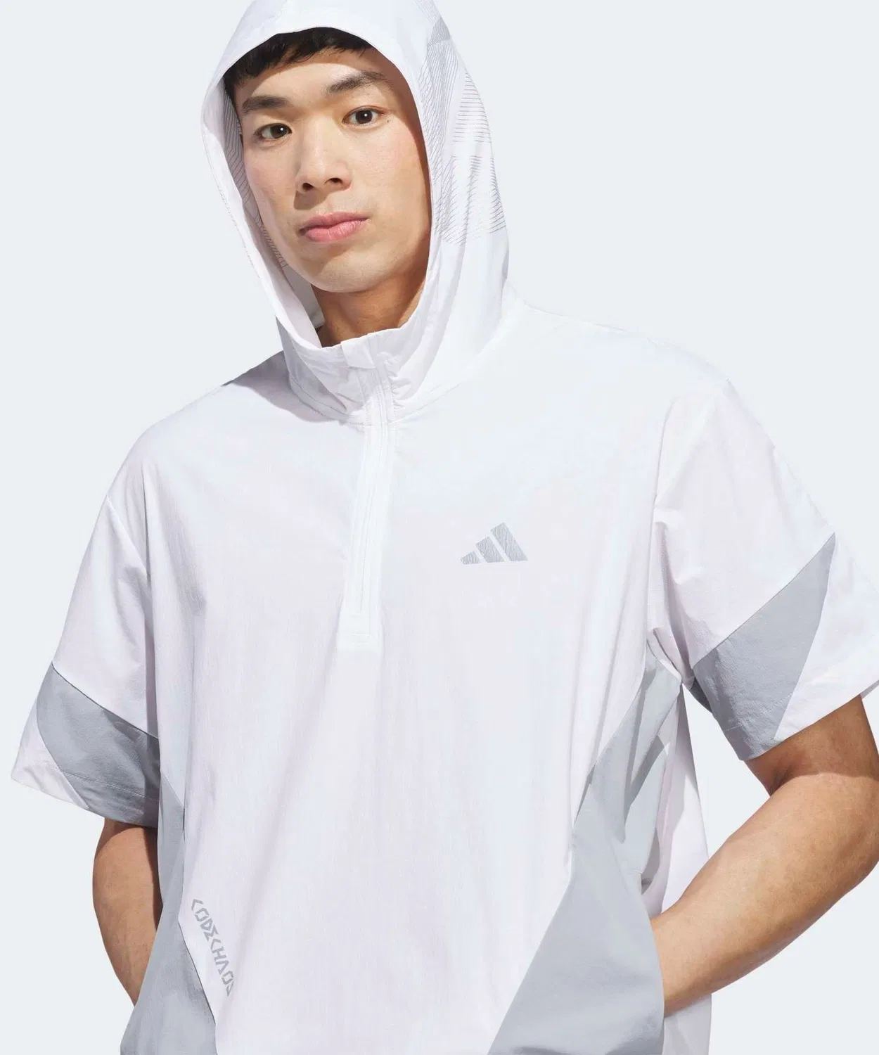 Мужская куртка с капюшоном и коротким рукавом, модель Code Chaos, Adidas, Белый — фото 3