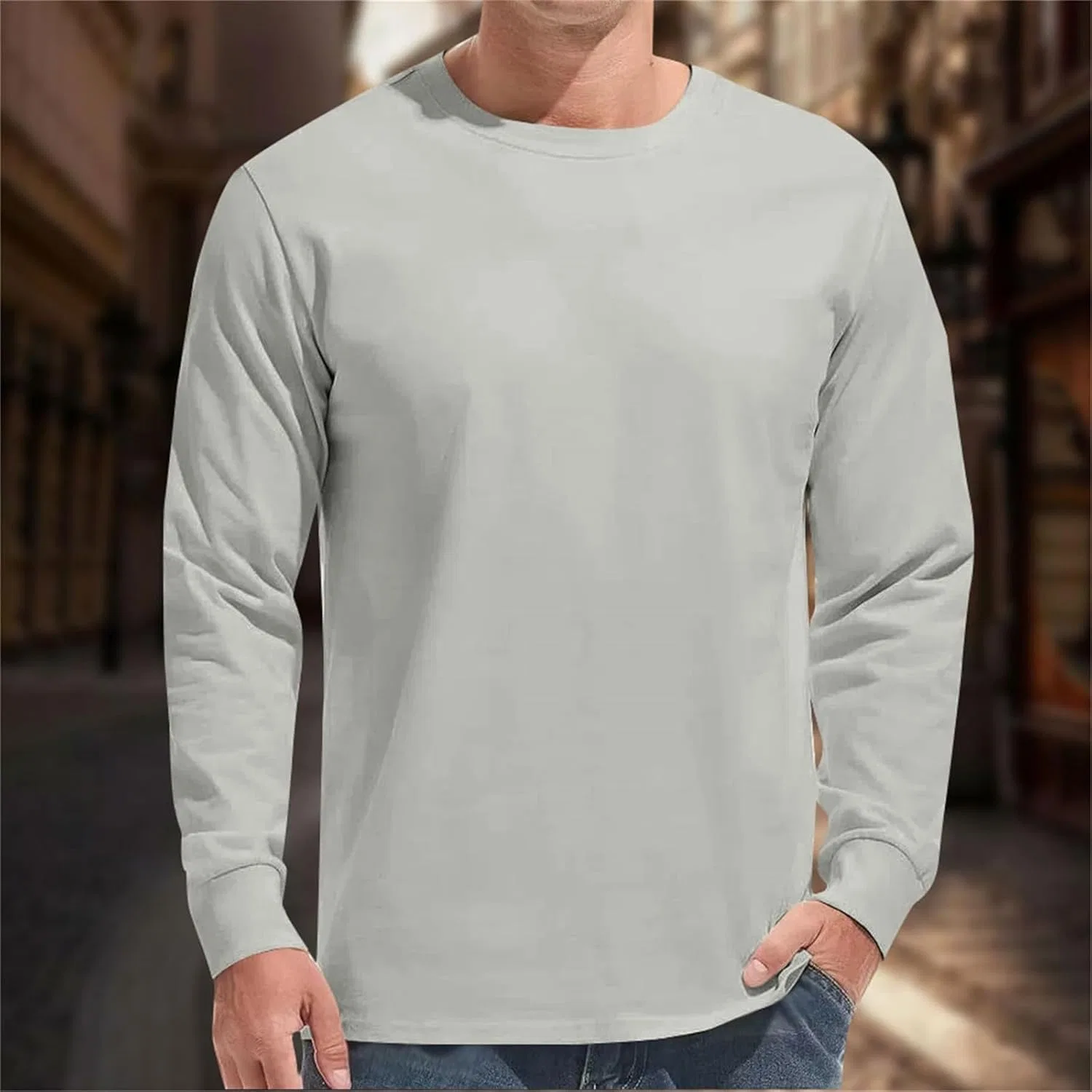 Мужская длинная футболка с защитой UPF 50+, Light Ashy — фото 2
