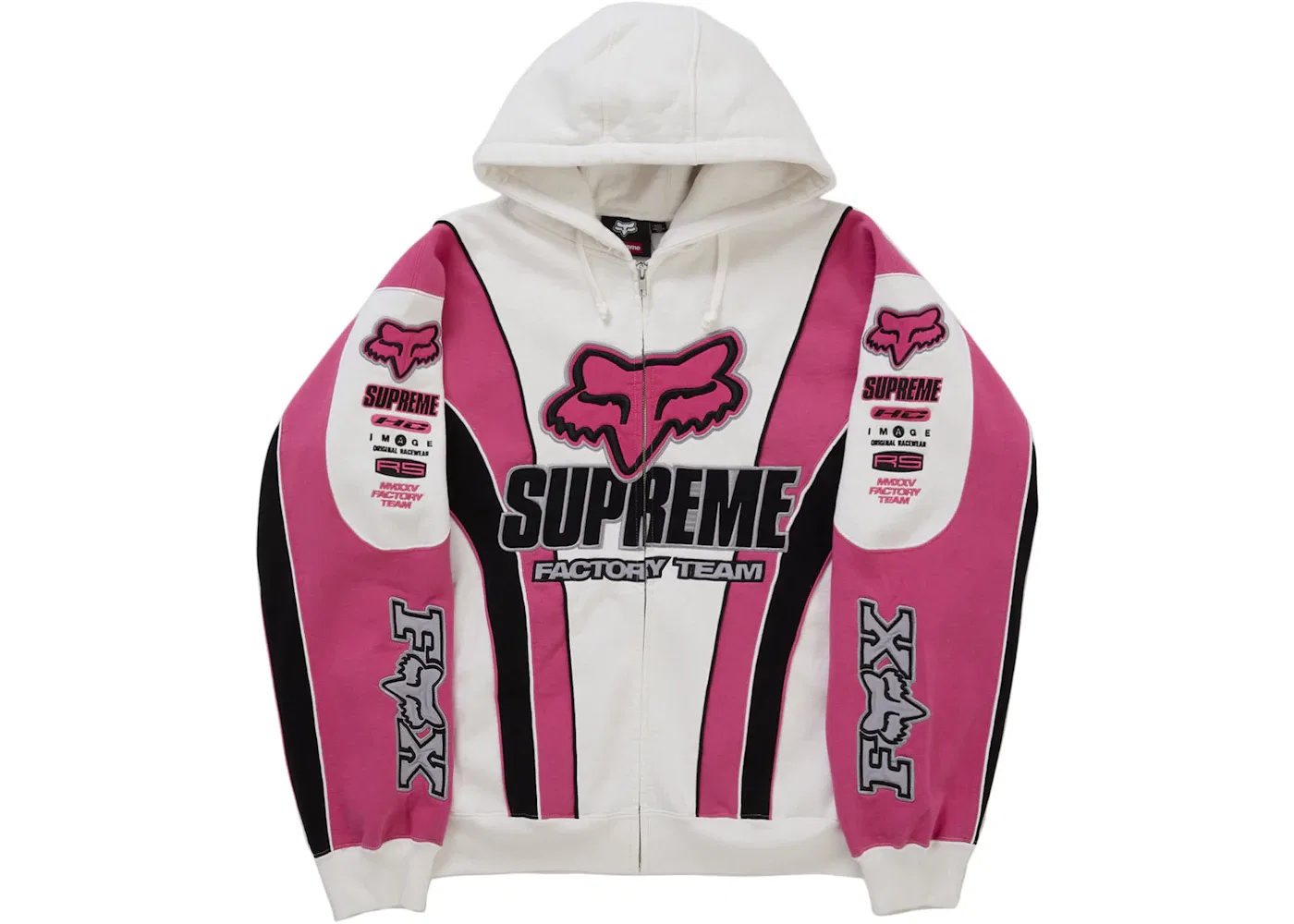 Мужская худи с застежкой-молнией Supreme Fox Racing, Белый