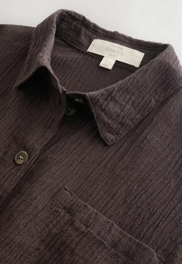 Блузка хлопковая Button-down blouse Next, шоколадный коричневый — фото 2