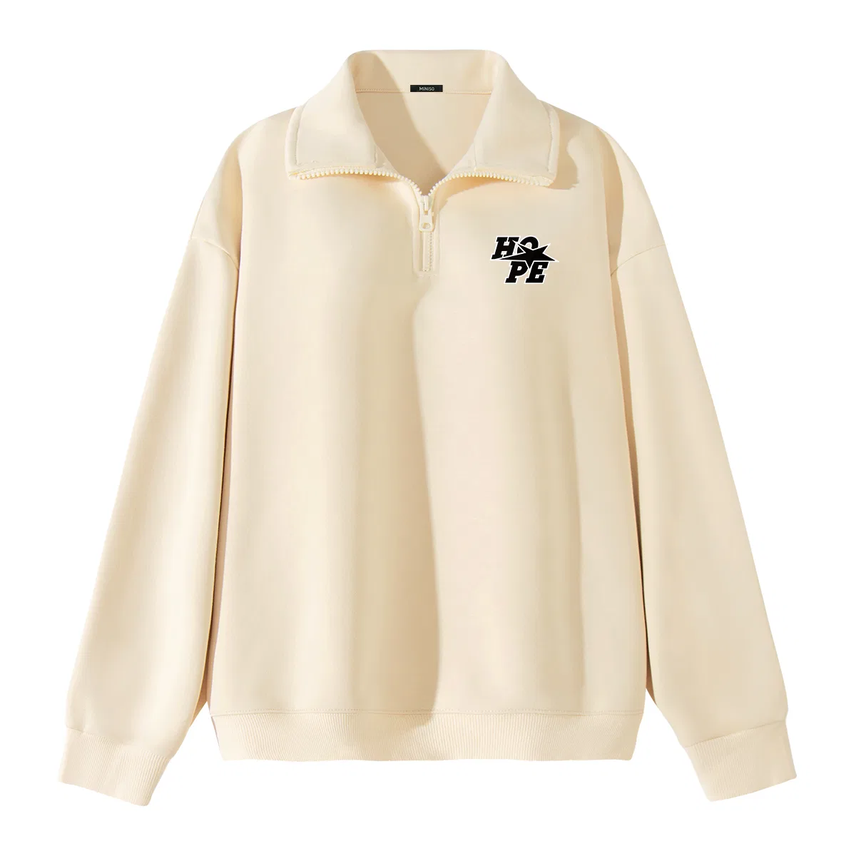 Детский свитшот с принтом Hope Star Chest Logo MINISO, Light Beige