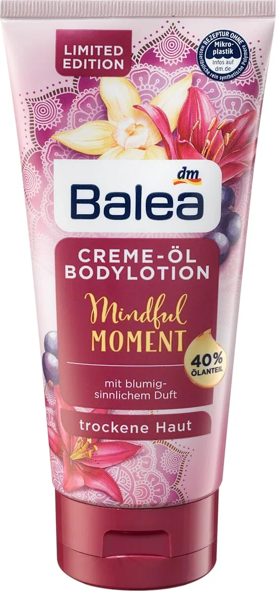 Набор уходовой косметики Balea: Масло-парфюм Glamorous Moment 100 мл + Лосьон для тела Mindful Moment 2x200 мл — фото 4