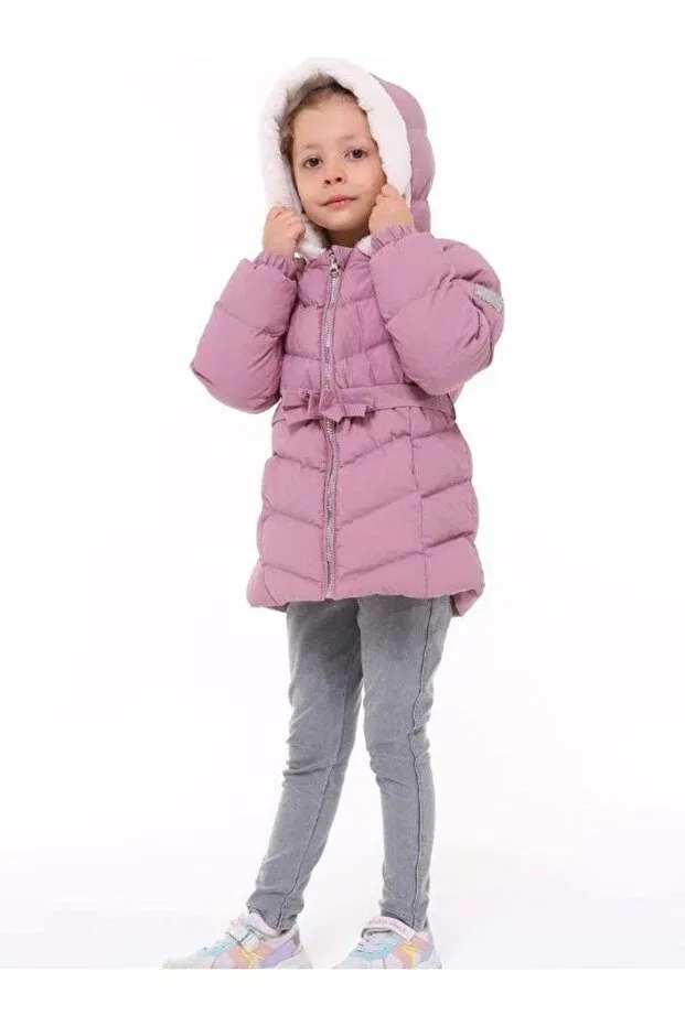 Детское пальто для девочек с капюшоном Zekids, Rose Dry — фото 2