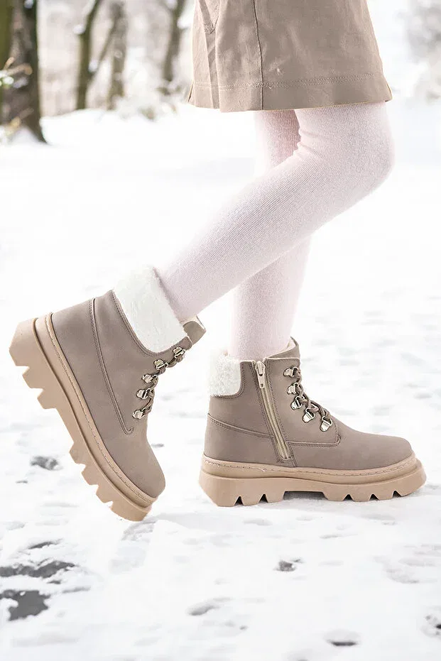 Детские ботинки для девочек на плоском ходу Edu daily zippered girls' boat shoes Kiko Kids, Dark Gray — фото 3