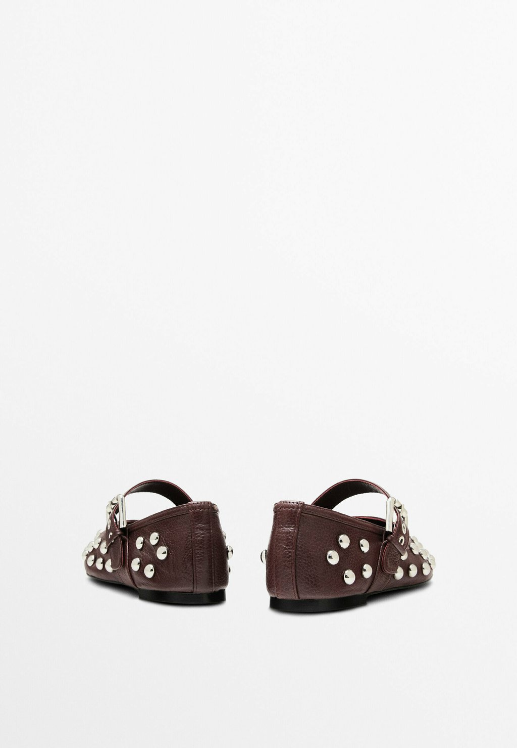 Балетки с ремешком на щиколотке FLATS WITH STUDDED BUCKLES Massimo Dutti, лиловый — фото 4