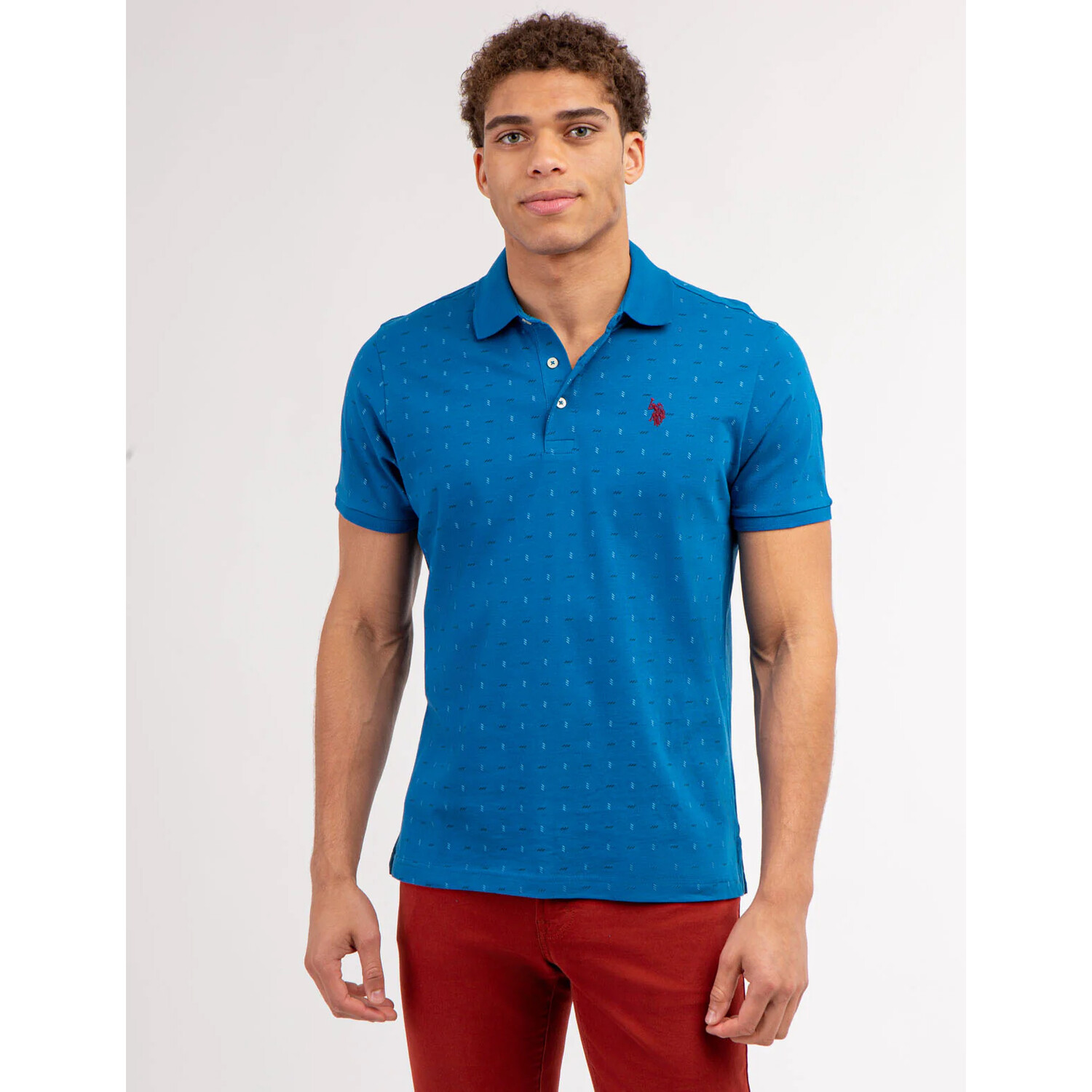 

Футболка-поло U.S. Polo Assn Allover printed jersey, синий
