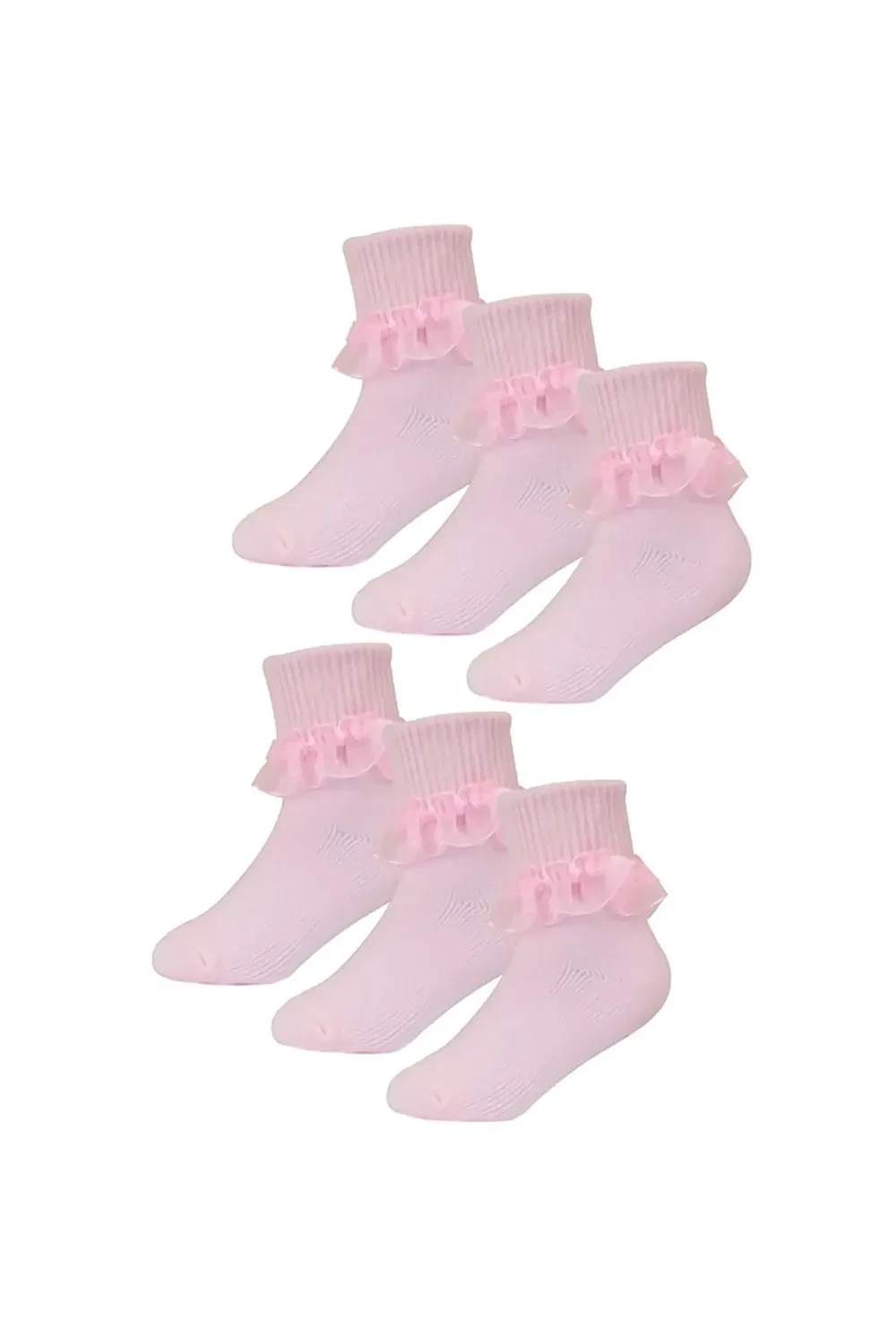 Детские носки с кружевной оборкой 6 пар Sock Snob, Pink