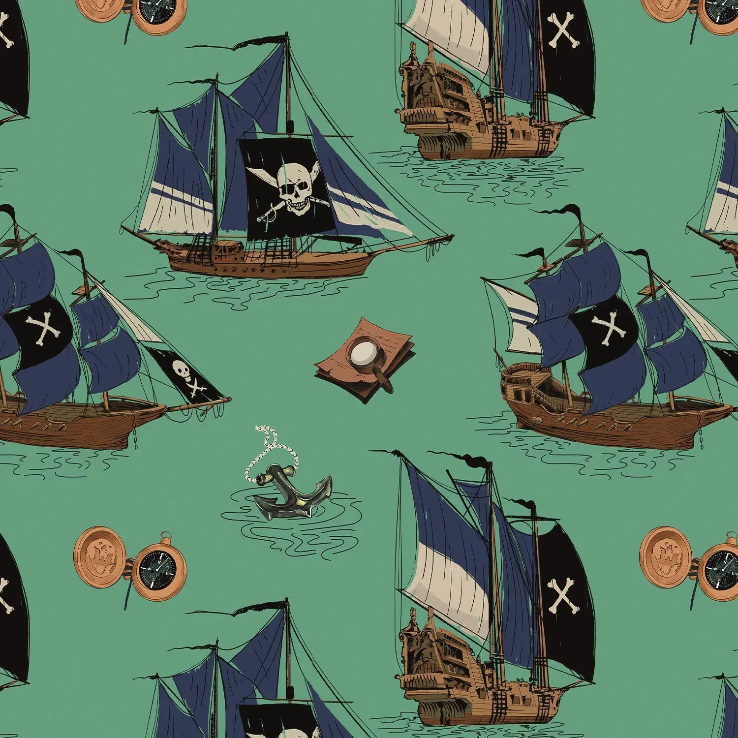 Свитшот на молнии Pirate Ships Walkiddy, синий — фото 3