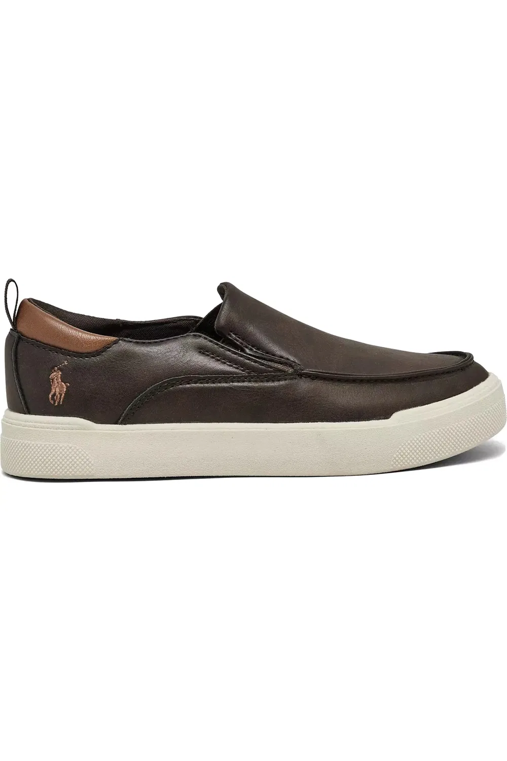 Детские кроссовки slip-on с вышивкой Filip Ralph Lauren, Chocolate/Tan — фото 3