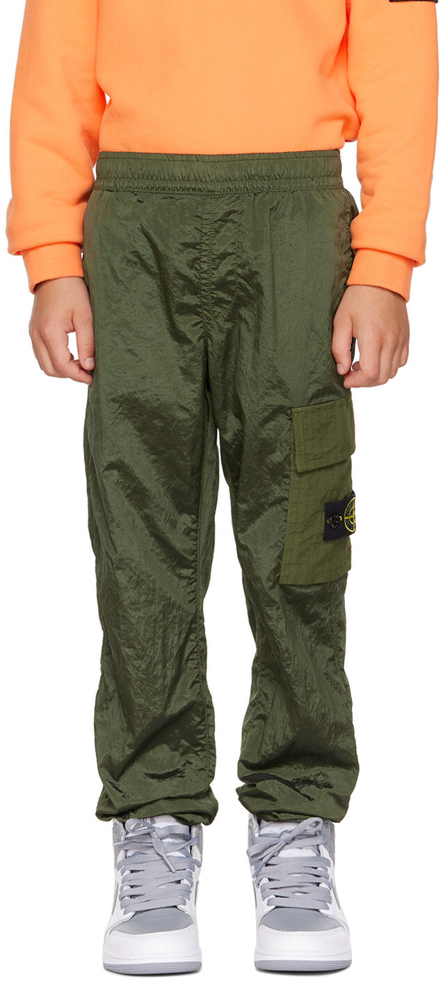 

Детские брюки-карго цвета хаки из нейлона Stone Island Junior